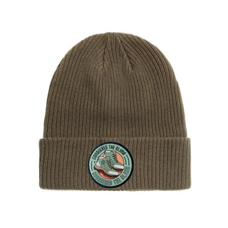 Kids Cotton Hiking Club Beanie featuring cool patches at DLK