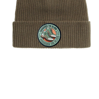 Kids Cotton Hiking Club Beanie featuring cool patches at DLK