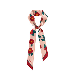 Silk Scarf - Camellia Red & Pink