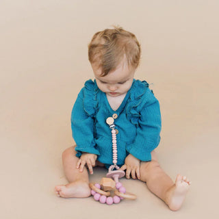 Gracie Pacifier Clip - Pink Chewable Charm on Design Life Kids