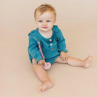 Gracie Pacifier Clip - Mauve Chewable Charm on Design Life Kids