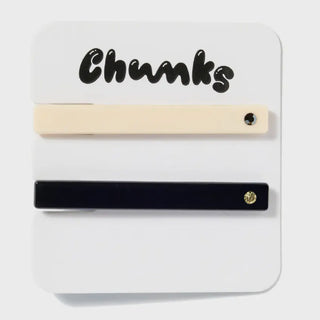 Acetate Hair Clips - Black & Cream by Chunks on DLK