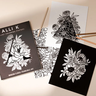 Floral Velvet Coloring Posters Box Set