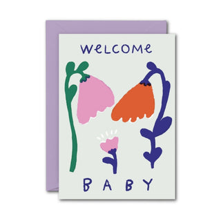 Welcome Baby Floral Greeting Card Wrap Kids on Design Life Kids